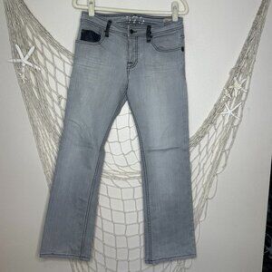 575 DENIM California Lifestyle Straight Leg Gray‎ Denim Jean Penny Button Fly 31